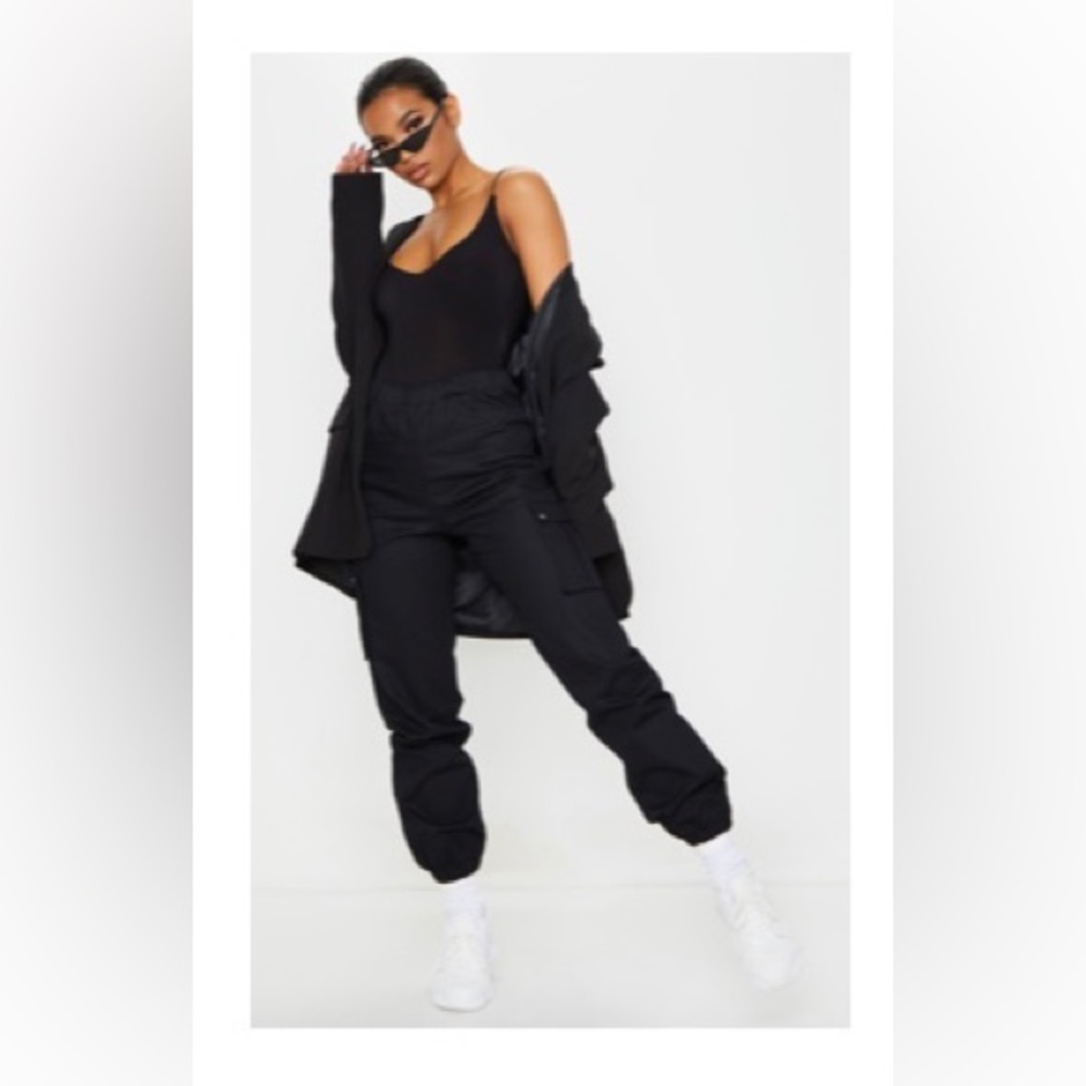 Black Pocket Cargo Trousers